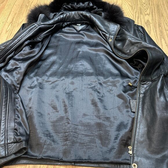 Woman's Medium Soft Leather Genuine Lambskin Coat With Hood Worthington Black - Picture 4 of 11